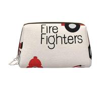 Petite trousse de maquillage portable en cuir pour petits garçons et filles dans les pompiers - Trousse de maquillage de voyage pour femme - Fermeture éclair dorée, doré, One Size, Trousse de