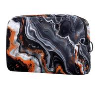 Petite trousse de maquillage portable noire et blanche avec motif tête de mort et papillons pour femmes et filles, Multicolore 06, 18.5x7.5x13cm/7.3x3x5.1in