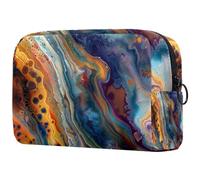 Petite trousse de maquillage portable noire et blanche avec motif tête de mort et papillons pour femmes et filles, Multicolore 09, 18.5x7.5x13cm/7.3x3x5.1in