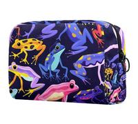 Petite trousse de maquillage portable noire et blanche avec motif tête de mort et papillons pour femmes et filles, Multicolore 04, 18.5x7.5x13cm/7.3x3x5.1in