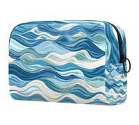 Petite trousse de maquillage portable noire et blanche avec motif tête de mort et papillons pour femmes et filles, Multicolore 07, 18.5x7.5x13cm/7.3x3x5.1in