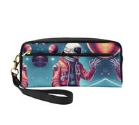 Petite trousse de maquillage portable pour femme Motif homme cool dans l'espace galaxie, Noir , Taille unique, Trousse de maquillage