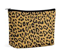Petite trousse de maquillage pour femme, trousse de voyage en cuir PU, trousse de toilette de grande capacité avec fermeture éclair, trousse de toilette étanche, motif léopard guépard animal sauvage j