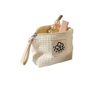 Petite trousse de maquillage pour femme, vert matcha, porte-monnaie portable, sac de rangement pour rouge à lèvres, écouteurs, double toile avec chaîne pour clés, blanc, Taille unique