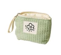 Petite trousse de maquillage pour femme, vert matcha, porte-monnaie portable, sac de rangement pour rouge à lèvres, écouteurs, double toile avec chaîne pour clés, Vert matcha., Taille unique