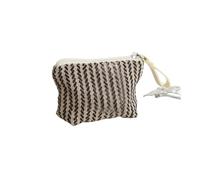 Petite trousse de maquillage pour femme, vert matcha, porte-monnaie portable, sac de rangement pour rouge à lèvres, écouteurs, double toile avec chaîne pour clés, Rayures kaki., Taille unique