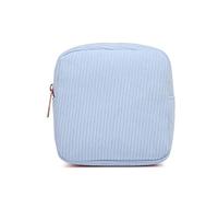 Petite trousse de maquillage pour sac à main, mini trousse de maquillage mignonne avec fermeture éclair plate en velours côtelé pour filles et femmes, bleu, Mode