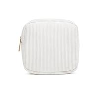 Petite trousse de maquillage pour sac à main, mini trousse de maquillage mignonne avec fermeture éclair plate en velours côtelé pour filles et femmes, blanc, Mode