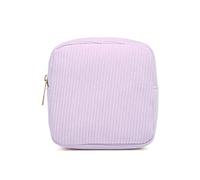 Petite trousse de maquillage pour sac à main, mini trousse de maquillage mignonne avec fermeture éclair plate en velours côtelé pour filles et femmes, violet, Mode