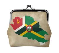 Petite trousse de maquillage pour sac à main, sac de rangement pour cartes bancaires rétro compact et multifonctionnel avec drapeau du Commonwealth de Dominique, noir, One Size, Art déco