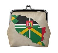 Petite trousse de maquillage pour sac à main, sac de rangement pour cartes bancaires rétro compact et multifonctionnel avec drapeau du Commonwealth de Dominique, noir, One Size, Art déco