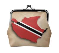 Petite trousse de maquillage pour sac à main, sac de rangement pour cartes bancaires rétro compact et multifonctionnel avec carte de Trinité-et-Tobago, noir, One Size, Art déco