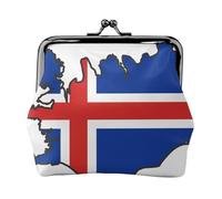 Petite trousse de maquillage pour sac à main, sac de rangement pour cartes bancaires, sac de rangement rétro compact multifonction avec drapeau de l'Islande, noir, One Size, Art déco