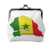 Petite trousse de maquillage pour sac à main, sac de rangement pour cartes bancaires, sac de rangement rétro compact multifonction avec drapeau du Sénégal, noir, One Size, Art déco