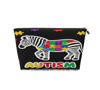 Petite trousse de maquillage pour sac à main - Trousse de toilette de voyage étanche en cuir portable pour accessoires cosmétiques pour femme, ours mignon, Puzzle coloré zèbre autiste, 7 x 2.4 x 5