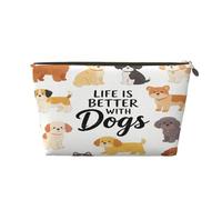 Petite trousse de maquillage pour sac à main - Trousse de toilette de voyage étanche en cuir portable pour maquillage pour femme, organiseur d'accessoires cosmétiques, totem dragon, Chiens Better Life