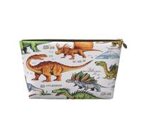 Petite trousse de maquillage pour sac à main - Trousse de toilette de voyage étanche en cuir portable pour accessoires cosmétiques pour femmes, dinosaures de la jungle, Adorables dinosaures, 7 x 2.4 x