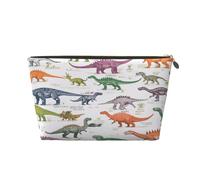 Petite trousse de maquillage pour sac à main - Trousse de toilette de voyage étanche en cuir portable pour accessoires cosmétiques pour femmes, renards mignons, Dinosaures colorés., 7 x 2.4 x 5 Inches