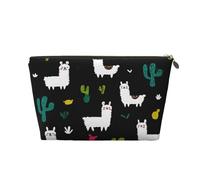 Petite trousse de maquillage pour sac à main - Trousse de toilette de voyage étanche en cuir portable pour accessoires cosmétiques pour femmes, dinosaures de la jungle, Cactus lama mignon, 7 x 2.4 x 5