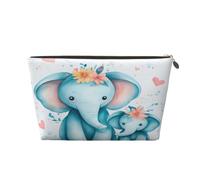 Petite trousse de maquillage pour sac à main - Trousse de toilette de voyage étanche en cuir portable pour accessoires cosmétiques pour femmes, dinosaures de la jungle, Éléphant, 7 x 2.4 x 5 Inches