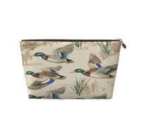 Petite trousse de maquillage pour sac à main - Trousse de toilette de voyage étanche en cuir portable pour accessoires cosmétiques pour femmes, dinosaures de la jungle, Canards volants, 7 x 2.4 x 5