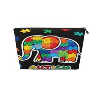 Petite trousse de maquillage pour sac à main - Trousse de toilette de voyage étanche en cuir portable pour accessoires cosmétiques pour femme, ours mignon, Puzzle coloré éléphant autiste, 7 x 2.4 x 5