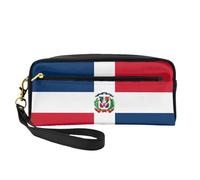 Petite trousse de maquillage République dominicaine, trousse à crayons double face, pochette en cuir synthétique