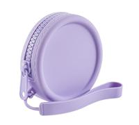 Petite trousse de maquillage ronde en silicone - Pochette de rangement portable pour femme, sac à main, accessoires de voyage essentiels