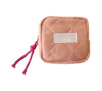 Petite trousse de maquillage - Sac de voyage carré à carreaux de 11,9 cm | Organiseur en tissu portable pour écouteurs, rouge à lèvres, clés de voiture, sac de rangement compact pour étudiants et