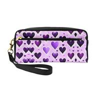 Petite trousse de maquillage tendance avec cœurs violets - Trousse de maquillage de voyage pour femme, Noir , Taille unique, Trousse de maquillage