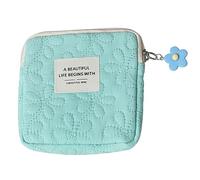 Petite trousse de maquillage tendance pour femme, serviettes hygiéniques, organisateur de maquillage, pièces de monnaie, carte de monnaie, rouge à lèvres, coussinets d'allaitement, bleu