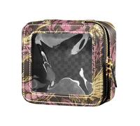 Petite trousse de maquillage transparente en forme de dragon violet doré pour femme