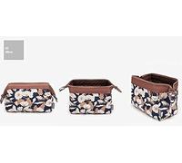 NOVAGO Petite Trousse de Toilette Compacte Pliable, Trousse Maquillage, Pochette cosmétique Fleurie Style Japonais (Marron Fleur)