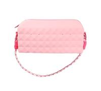 Petite trousse de toilette en silicone, 23 x 4,6 cm, pochette de rangement de maquillage, matériau authentique imperméable, fermeture éclair compacte pour voyage et cadeau, rose, Refer to description