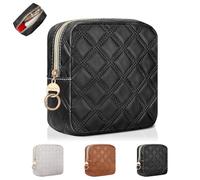 Petite Trousse Maquillage Pochette Maquillage pour Femmes Rangement à Cosmétiques Kit Voyage Produit Mini Trousse de Toilette Filles en PU Cuir Imperméable Ideal Cadeau Femme Fille Anniversaire(Noir)
