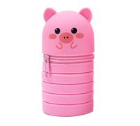 Petite Trousse Scolaire Ronde, Trousse Scolaire Filles Garcons Trousse Kawaii Télescopique, 2 en 1 Trousse Enfant en Silicone, Trousse Crayon pour Fourniture Scolaire