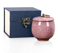 Petite urne commémorative en céramique pour humain et animal de compagnie, mini urne funéraire souvenir, capacité de 90 ml, boîte cadeau (violet)