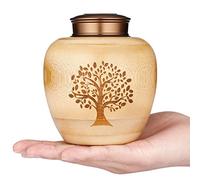 Petite urne pour Cendres humaines en Bambou, urne Souvenir avec Arbre de Vie Motif gravé, urne de crémation Memorial pour Cendres humaines partielles capacité de 50 Pouces Cubes