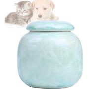Petite Urne, Urnes pour Les Cendres d'animaux De Compagnie, Urne Souvenir en Céramique Faite À La Main, Décoration pour La Maison Ou Le Bureau, Urne Funéraire (Bleu)