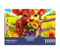 Petite Vache Mignonne 1000 Pièces Puzzle Cadeaux pour Femmes, Cadeaux pour Hommes Animaux Mignons Jeu De Puzzle pour Toute La Famille pour Adultes Et Enfants 38x26cm/1000pcs