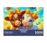Petite Vache Mignonne 1000 Pièces Puzzle Cadeaux pour Femmes, Cadeaux pour Hommes Animaux Mignons Puzzle À Faire Soi-même pour Décoration D'intérieur,Cadeaux pour Adultes Et Enfants 38x26cm/1