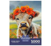 Petite Vache Mignonne Puzzle De 1000 Pièces Jeu Cadeau Unique Animaux Mignons Puzzle À Faire Soi-même pour Décoration D'intérieur,Cadeaux Adultes Et Enfants À Partir De 14 Ans70x50cm/1000pcs