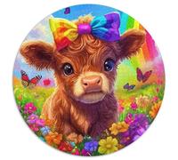 Petite Vache Mignonne Puzzle De 1000 Pièces Jeu Cadeau Unique Animaux Mignons Puzzle Ronds DIY Adultes Et Enfants À Partir De 12 Ans1000pcs (67.5x67.5cm)