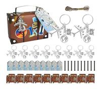 Petite valise, boîte à cadeaux de fête - Valise de carte du monde avec porte-clés d'avion terrestre, billet de voyage, lot de 10 - Décoration de valise d'avion vintage, boîtes sur le thème du voyage p