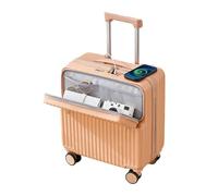 Petite valise de voyage rigide, légère à 4 roues, bagage ouvert sur le devant avec chargeur USB et porte-gobelet, rose, 20in, Bagage à roulettes pivotantes
