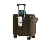 Petite valise de voyage rigide, légère à 4 roues, bagage ouvert sur le devant avec chargeur USB et porte-gobelet, Noir , 20in, Bagage à roulettes pivotantes