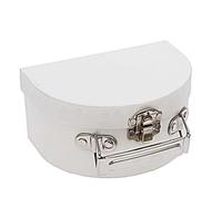 Petite Valise En Carton Semi-Circulaire Blanche À Décorer - 12 X 9 X 6 Cm