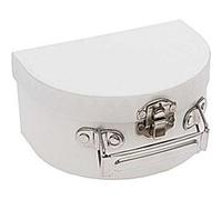 Petite valise en carton semi-circulaire blanche à décorer - 12 x 9 x 6 cm Blanc G