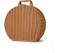 Petite valisette de Rangement tressée avec poignée,Plastique Marron, Style Panier de Pique-Nique pour déco et Petits Objets,1 pièce(Taille S : 17 x 11 x 20cm)