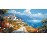 Petite ville Diamond Painting Adulte 20 x 40cm Diamond Painting Mer 5D DIY Strass Kit Broderie Point de Croix Peinture Diamant Kit Complet Adulte pour Cadeau Femme Tableau Decoration Murale ZSHD-1578